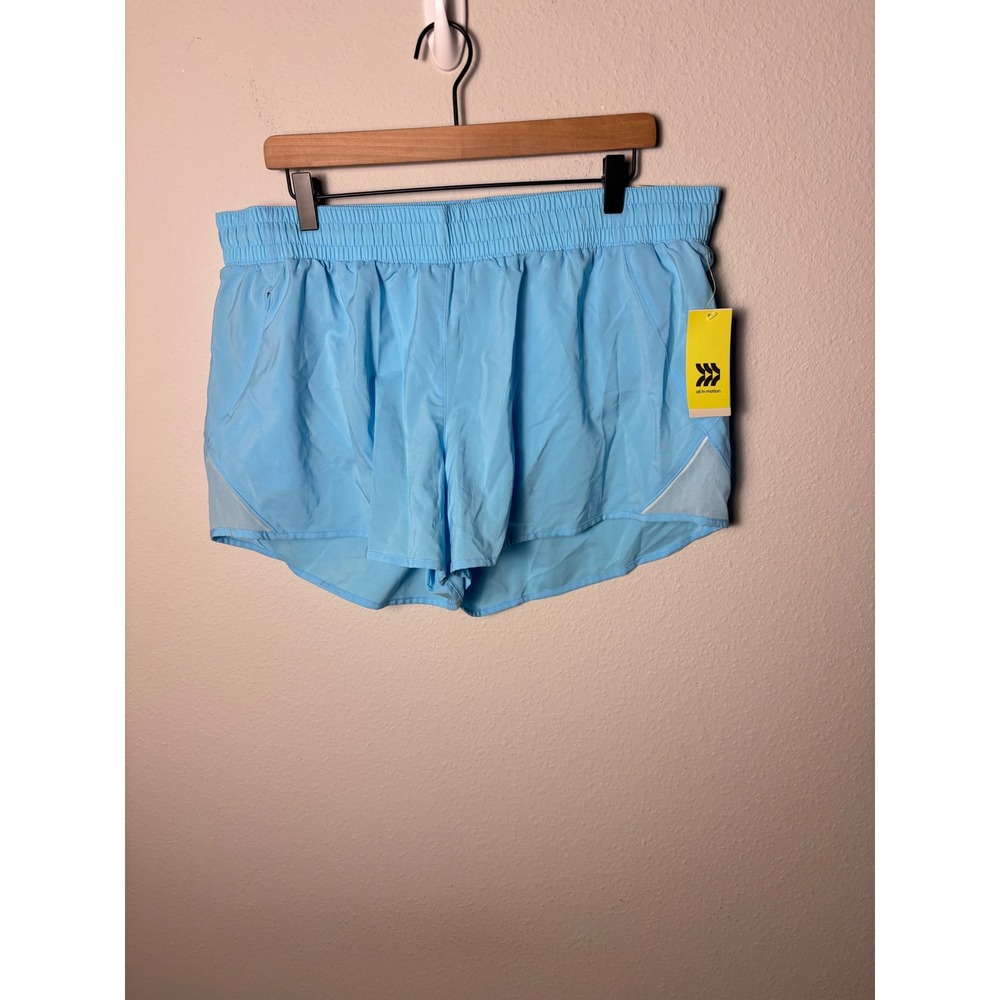 ☀️ All in Motion Womens Mid-Rise Run Shorts Light Blue Athletic Gym XL NWT